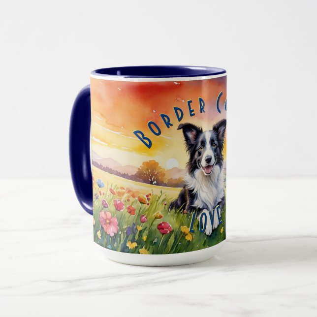 Mug Bordure personnalisée Collie Mug, Personnaliser vo (Devant gauche)