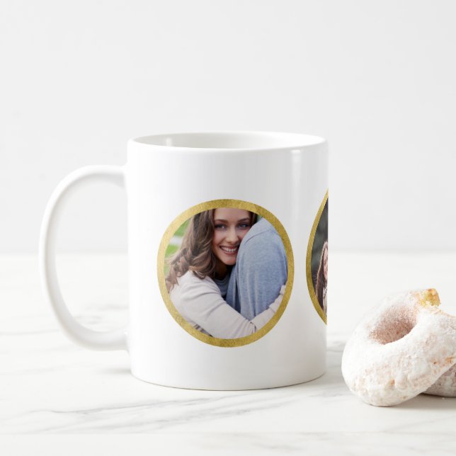 Mug Bordure ronde en or Faux 3 photos (Avec donut)