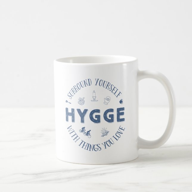 Mug Bordure vous-même W. Hygge (texte bleu-foncé) (Droite)