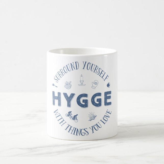 Mug Bordure vous-même W. Hygge (texte bleu-foncé) (Centre)