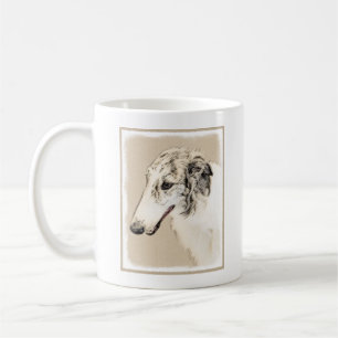 Mug Borzoi (Argent Brindle) Peinture Chien Art origina