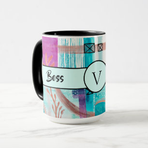 Mug Boss Lady Black Monogram Abstrait Ringer 15oz