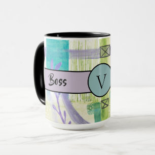 Mug Boss Lady Black Monogramme Abstrait 2 Ringer 15oz