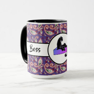 Mug Boss Lady Black Pink Cat Ringer 15oz