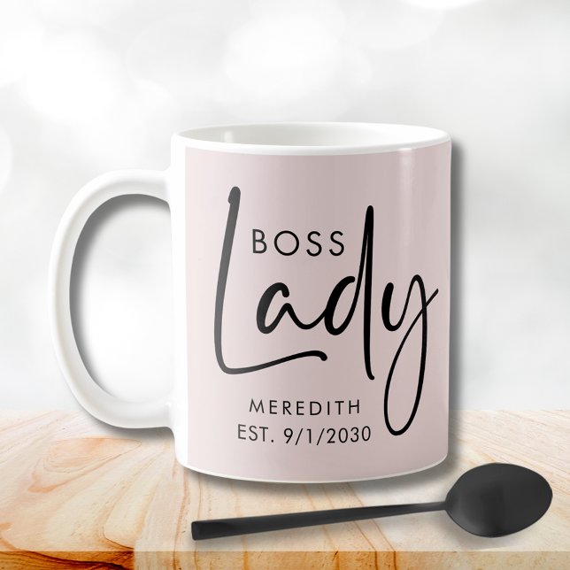 Mug Boss Lady Logo Blush Pink Personnalisé (Boss Lady Logo Blush Pink Personalized Coffee Mug)
