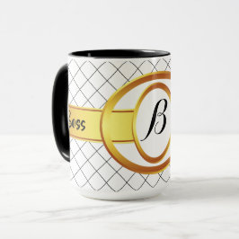 Mug Boss Lady Noir et Jaune Monogram Ringer 15oz