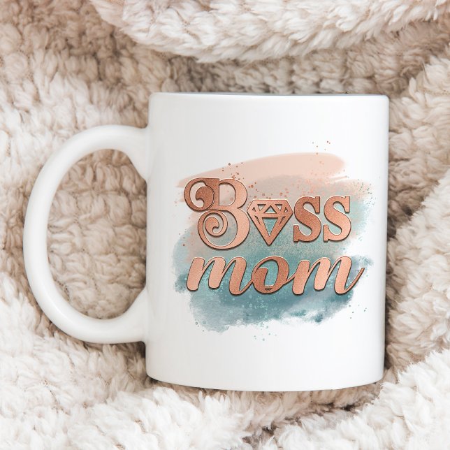 Mug Boss Mom Tendance Cuivre Turquoise Aquarelle Typog (Créateur téléchargé)