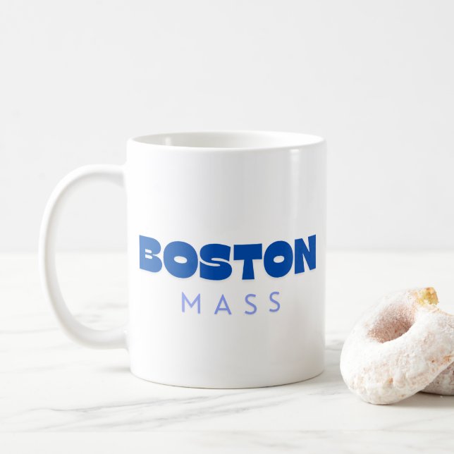 Mug Boston Massachusetts Blue Modern (Avec donut)