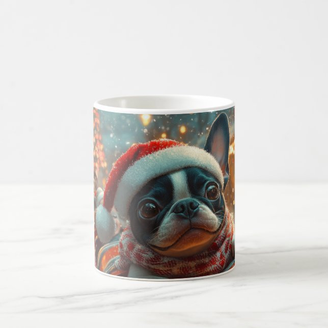 Mug Boston Terrier Dog Roller Dessous de verre Noël (Centre)