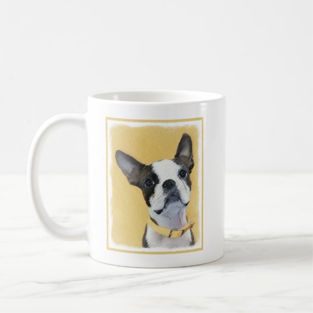 Mug Boston Terrier Peinture - Cute Original Chien Art (Gauche)