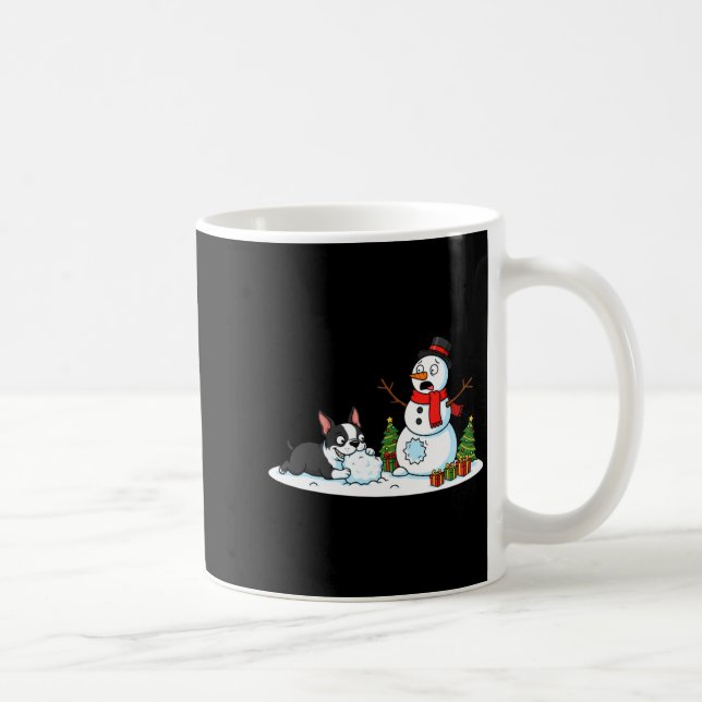Mug Boston Terrier Snowman Christmas Tree Xmas Womens  (Droite)