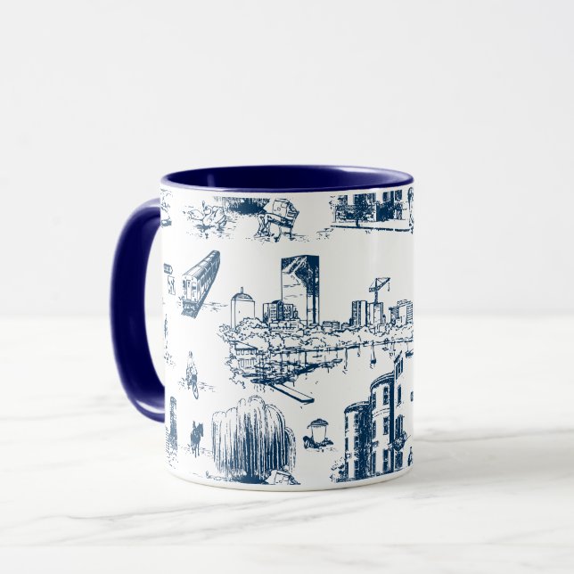 Mug Boston Toile Navy (Devant gauche)