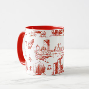 Mug Boston Toile Red