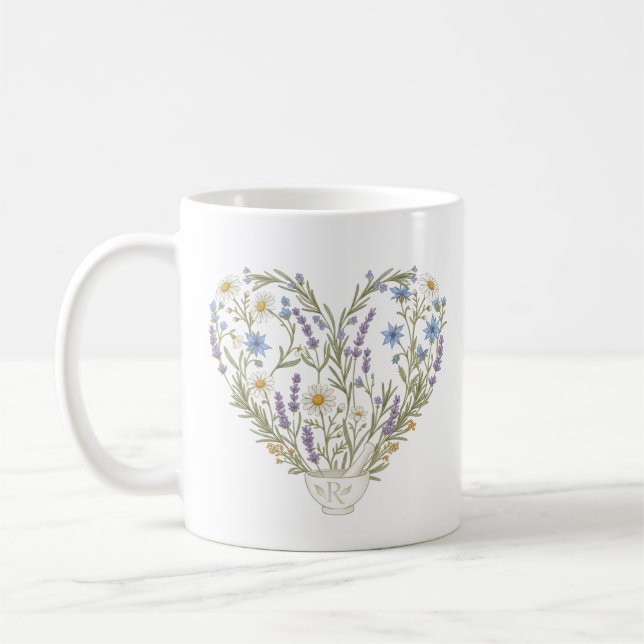 Mug Botanical Heart Apothecary Pharmacy Flower (Gauche)