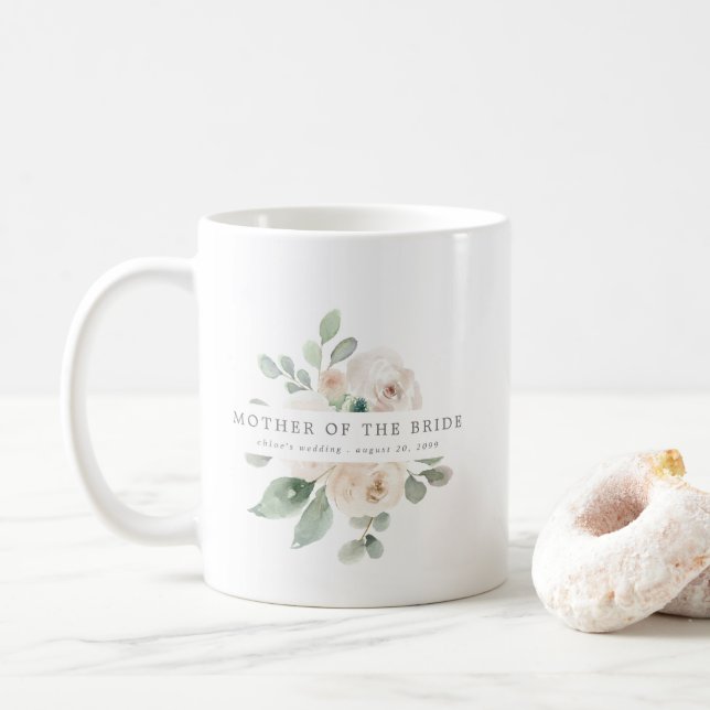 Mug Botanique Blanc Floral Mère de la Mariée (Avec donut)