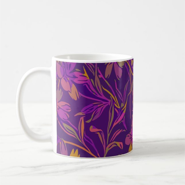 Mug Botanique Gras Motif Floral dans pourpre foncé (Gauche)