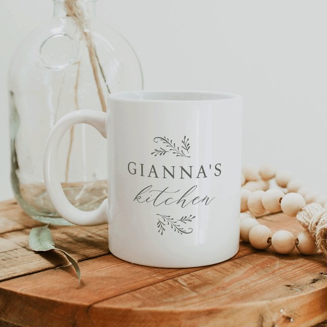 Mug Botanique verte Cuisine de votre nom (Créateur téléchargé)