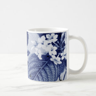 Mug Botanique vintage et insectes Toile floral de bleu