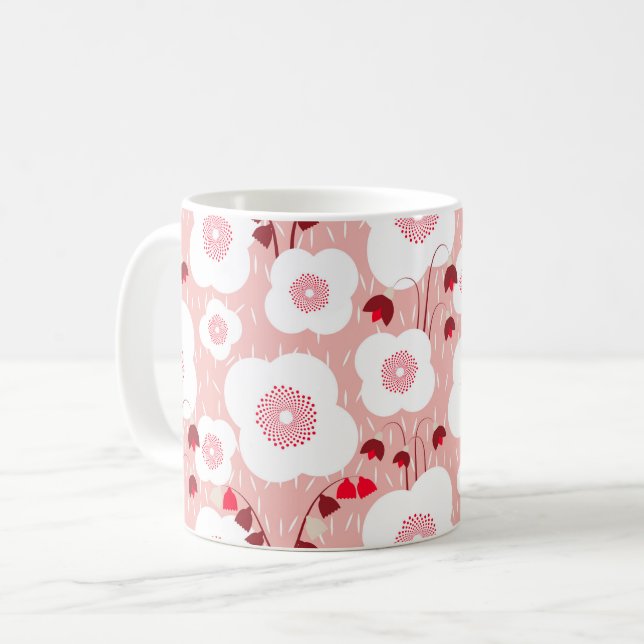 Mug Botaniques neutres - Poppies roses (Devant gauche)