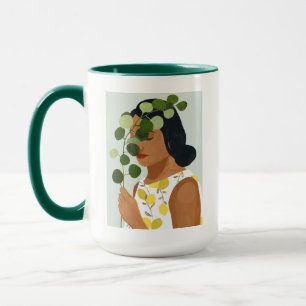 Mug Botany Portrait - Femme avec verdure