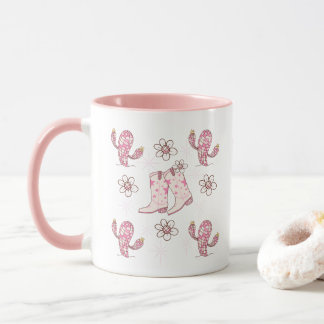 Mug Botte de cowgirl disco personnalisée et café cactu