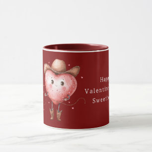 Mug Bottes de chapeau de cowgirl rouge cœur Saint-Vale