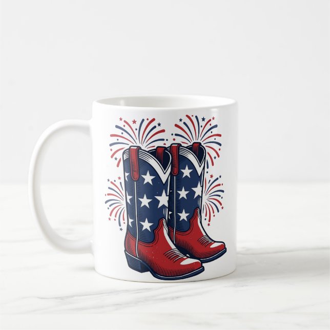Mug Bottes de cowboy patriotiques conception de chemis (Gauche)