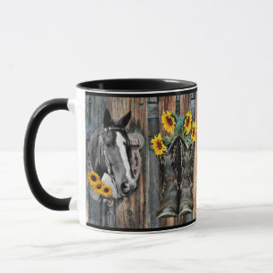 Mug Bottes de cowboy Rustique Western Horse Tournesols