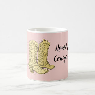 Mug Bottes de cowgirl jaune rose
