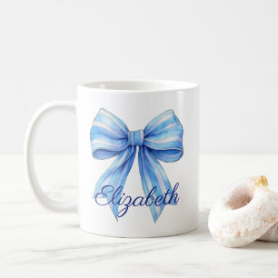 Mug Bouche d'aquarelle bleu et blanc côtier personnali