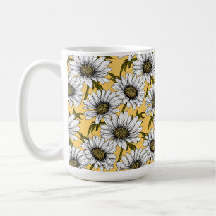Mug Bouches blanches, fleurs sauvages sur jaune