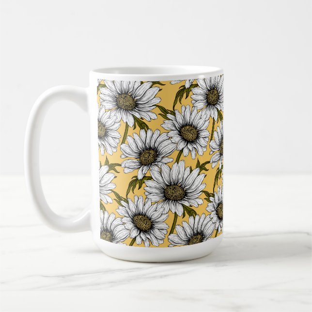 Mug Bouches blanches, fleurs sauvages sur jaune (Gauche)