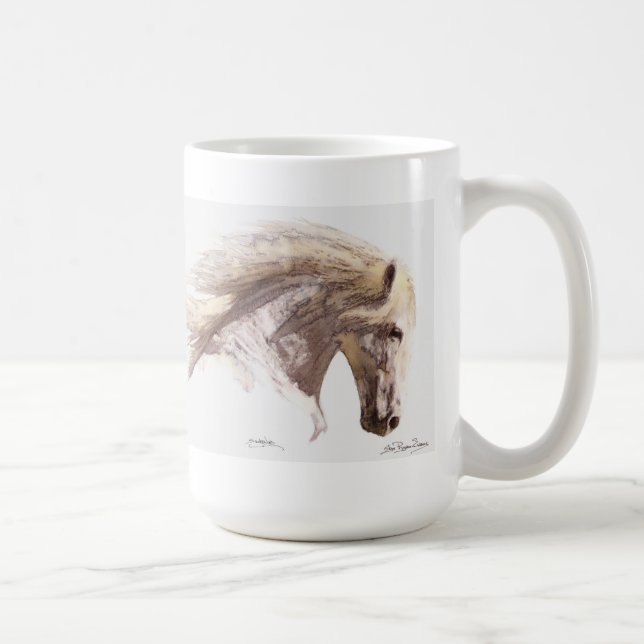 Mug Bouchon d'Art fin Stallion de Cheval Blanc (Droite)