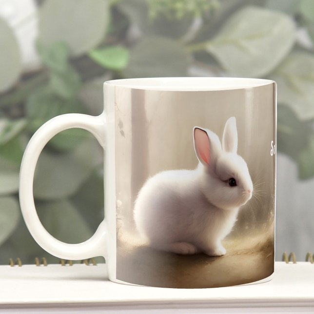 Mug Bouchon de café personnalisé en aquarelle mignonne (Cute Watercolor Bunny Personalized Coffee Mug)