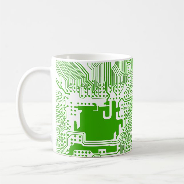 Mug bouchon de circuit de carte mère monogramme - vert (Gauche)