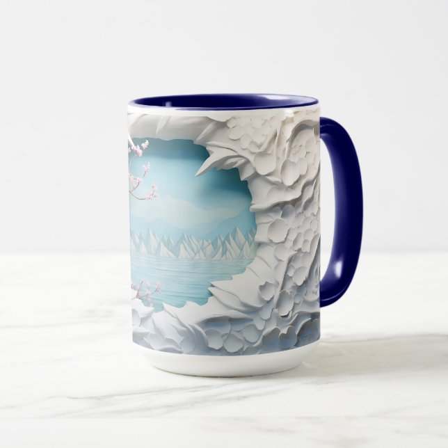 Mug Bouchon d'enveloppement de boue de paysage 3D (Devant droit)