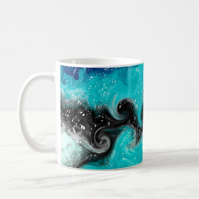 Mug Boucles de marbre turquoise, bleu et noir (Gauche)