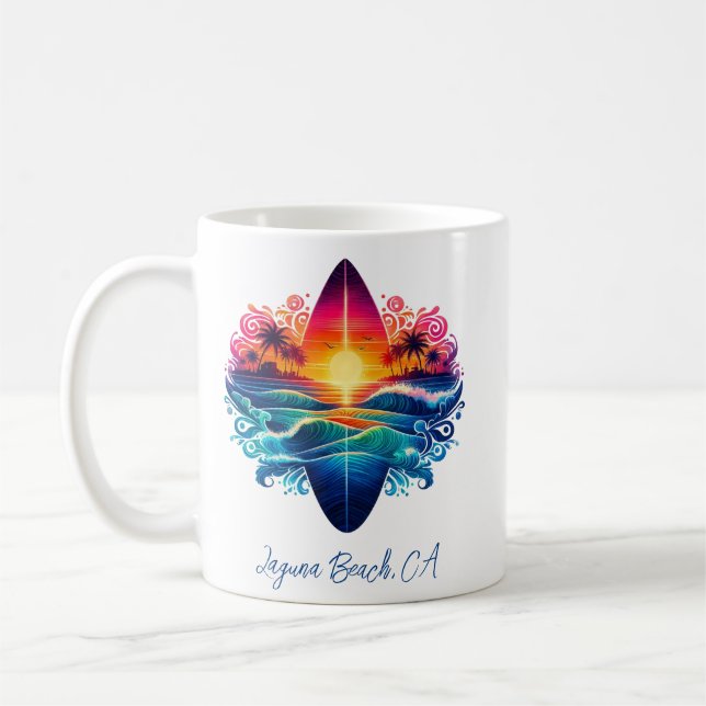 Mug Boucles de surf couché de soleil (Gauche)