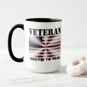 Mug Bouclier Drapeau Américain - Vétérinaire - À Porte