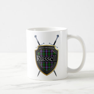 Mug Bouclier et épées écossais de tartan de Russell