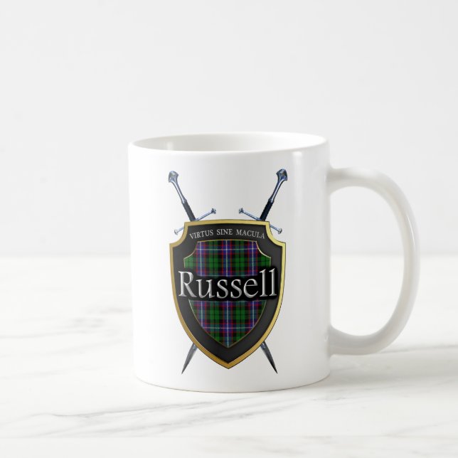 Mug Bouclier et épées écossais de tartan de Russell de (Droite)