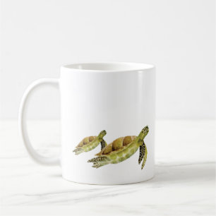 Mug Boue d'aquarelle marine de la tortue verte