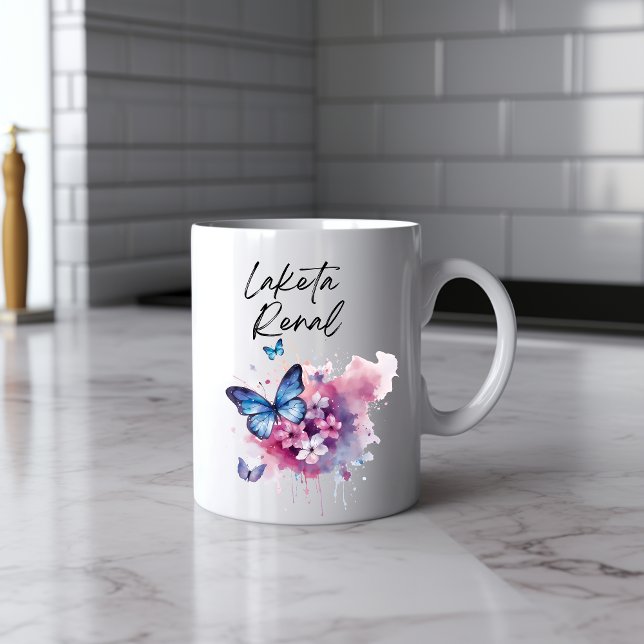 Mug Boue d'aquarelle papillon Messy (Créateur téléchargé)