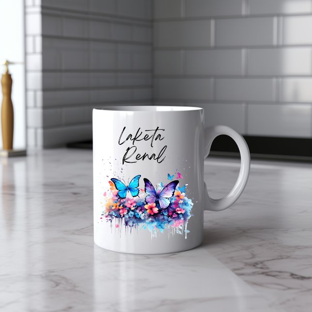 Mug Boue d'aquarelle papillon Messy (Créateur téléchargé)
