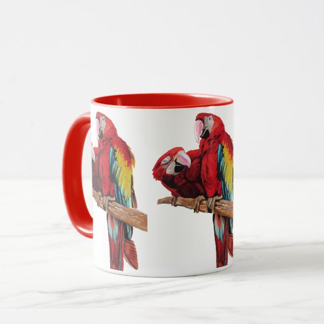 Mug Boue d'aquarelle rouge Macaw (Devant gauche)