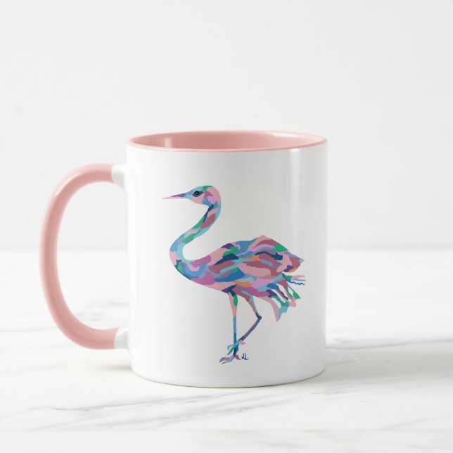 Mug Boue de café aquarelle de grue (Gauche)