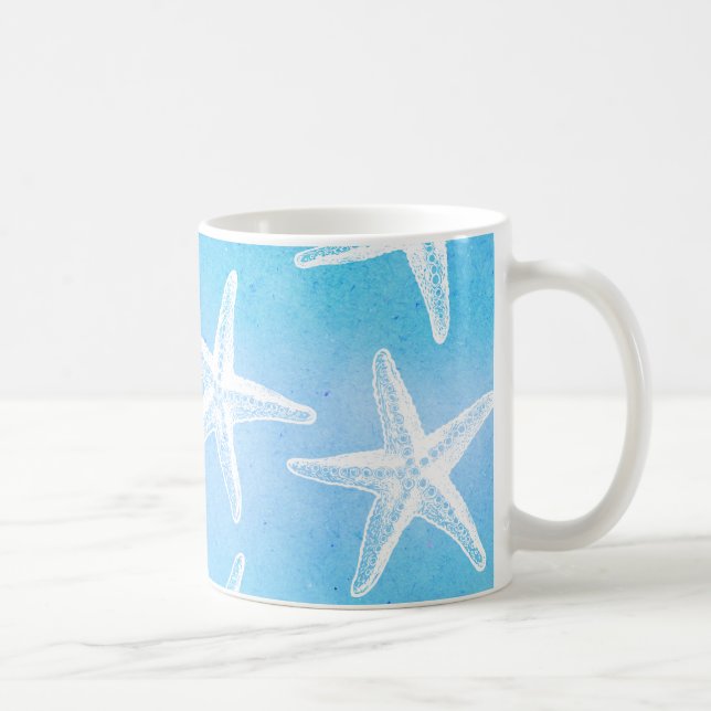 Mug Boue de café aquarelle - Starfish Turquoise (Droite)