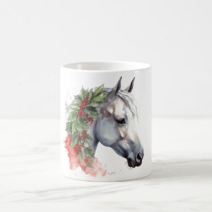 Mug Boue de Cheval d'aquarelle de Noël