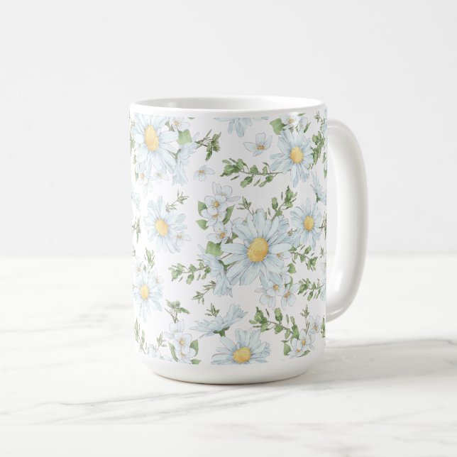 Mug Boue De Maisies Blanches Grande 15 oz. (Devant droit)