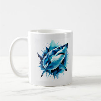 Mug Boue de requin aquarelle - Art océanique